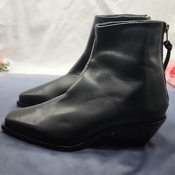 ALLSAINT LENORA ANKLE LEATHER BOOTS COLOR BLACK LADIES 40 NWOB - Picture 3 of 16